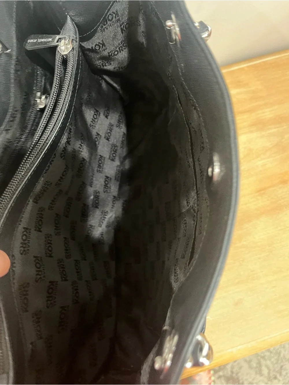 Michael Kors Black Tote with Silver Chain Handles